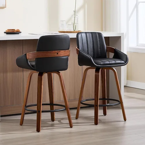 Vista 23 de VipDesk - Taburetes de bar giratorios, taburetes de bar de 26" de altura de mostrador con respaldo y brazos, sillas de bar tapizadas modernas