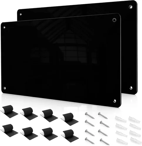 Vista 13 de Tablero magnético de metal negro de 17.7 x 11.8 pulgadas, tablero de anuncios magnético para mostrar letras magnéticas, números de animales, poesía