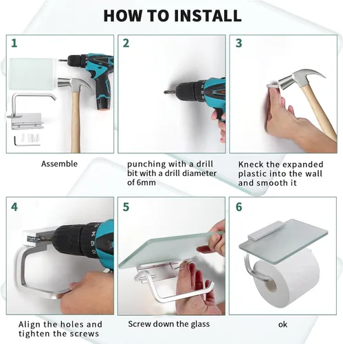 Vista 4 de Soporte de papel higiénico para baño, soporte de papel higiénico con estante, soporte de papel higiénico con estante, soporte de papel higiénico