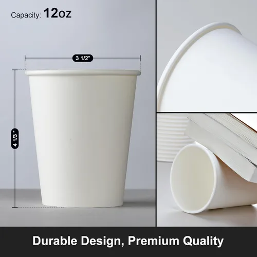 Vista 2 de AOZITA Paquete de 84 tazas de café de 12 onzas, tazas de papel desechables, tazas para bebidas frías o calientes para agua, zumo, café o té