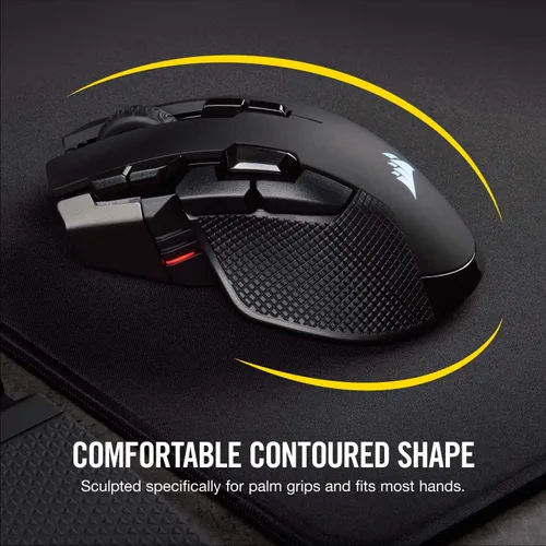 Vista 4 de Corsair Ironclaw Wireless RGB - Mouse para juegos FPS y MOBA - Sensor óptico de 18,000 DPI - Sub-1 ms SLIPSTREAM inalámbrico
