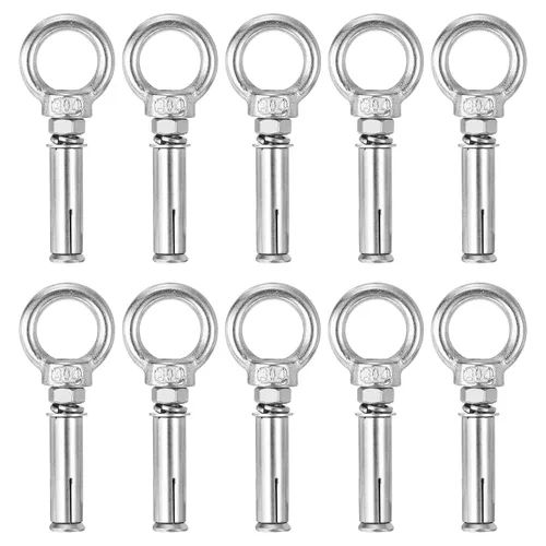 Vista 37 de uxcell Aro de elevación de la expansión, 8pcs M6x50mm 304 tornillo de expansión de acero inoxidable con anillo de ojo para pared de ladrillo