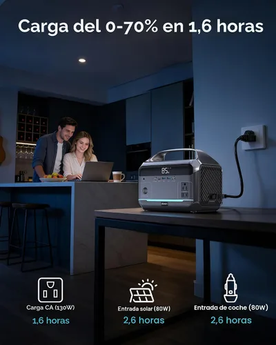 Vista 4 de DARAN Estación de energía portátil de 600 W (pico de 1200 W), generador solar LiFePO4 de 288 Wh con salidas de CA y CC, carga rápida de 2 horas