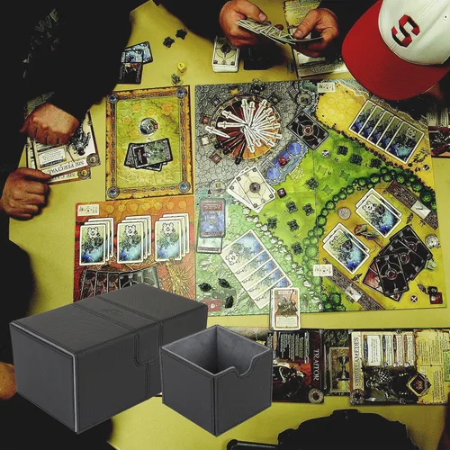 Vista 7 de AEGIS GUARDIAN - Caja de cartas para MTG con 3 bandejas, caja de cubierta Commander con capacidad para más de 200 cartas de doble manga, piel 1-3