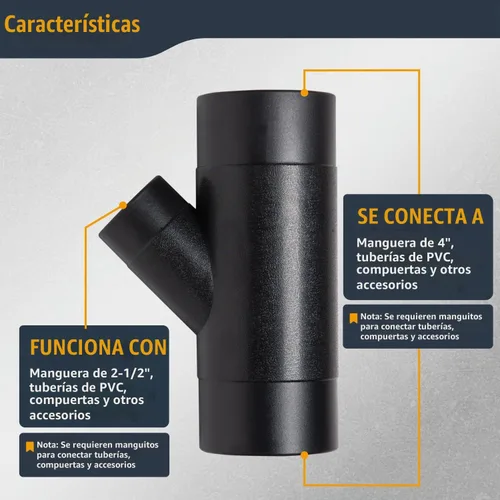 Vista 2 de POWERTEC 70190 Conector de manguera de recolección de polvo de ajuste en Y de 4 pulgadas por 2-1/2 pulgadas