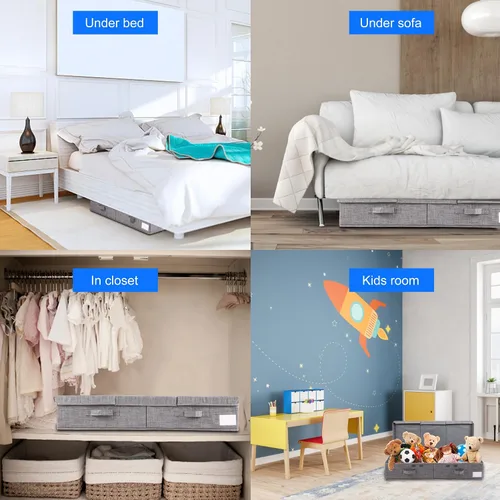 Vista 8 de Paquete de 2 contenedores de almacenamiento debajo de la cama con tapas, cajones de almacenamiento grandes de 32 pulgadas para debajo de la cama