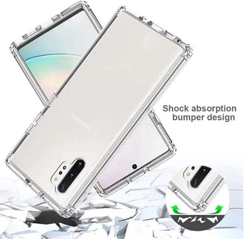 Vista 7 de Funda para teléfono Galaxy Note 10 Plus SM-N975U con protector de pantalla de vidrio templado, carcasa protectora de cuerpo completo transparente