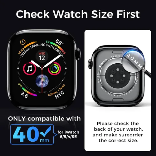 Vista 2 de Protector de pantalla de vidrio templado UV compatible con Apple Watch Series SE/6/5/4 de 40 mm, protector de pantalla iWatch sin burbujas