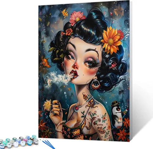 Vista 19 de Kit de pintura por números, lienzo de 16 x 20 pulgadas, pintura al óleo para niños, 16 x 20 pulgadas, pintura al óleo para adultos, adultos