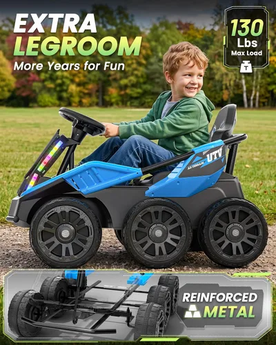 Vista 5 de ANPABO XXL 6 ruedas 24V Ride On Car para niños con control remoto Azul