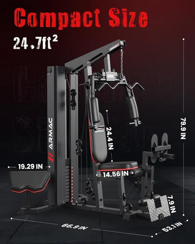 Vista 4 de Sportsroyals Gimnasio en Casa, Equipo de Gimnasio Multifuncional, Equipo de Entrenamiento con Pila de Peso de 150LBS, para Prensa de Piernas