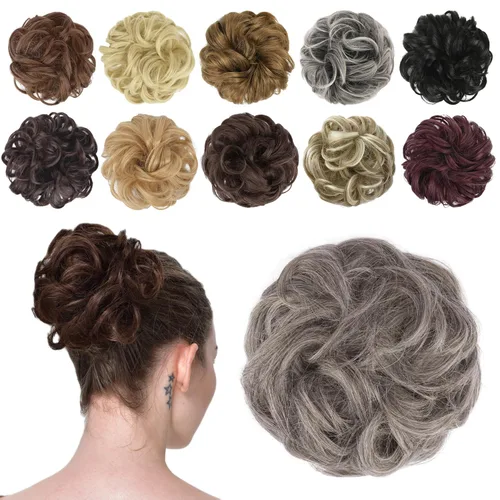 Vista 52 de FESHFEN Pieza de Cabello de Moño Desordenado - Extensiones de Coleteros de Moño de Cabello Ondulado Rizado Elástico Postizos Sintéticos para Mujeres