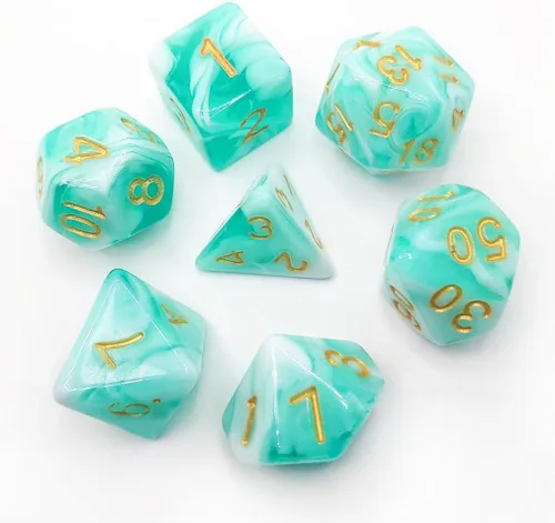 Vista 8 de Juego de Dados D&D de 7 Piezas Verde Transparente Color Mixto – Juego de Dados DND para D&D, COC, TTRPGs, Dungeons and Dragons, MTG, Accesorios