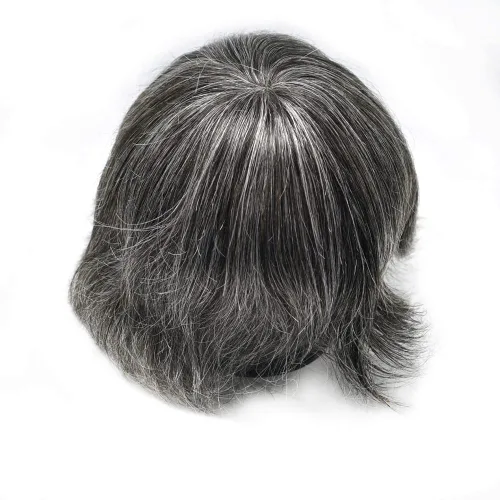 Vista 454 de Toupee para hombre 100% cabello humano real tupé para hombres 0.004 in piel de poliuretano para hombre, sistema de reemplazo de piezas de pelo