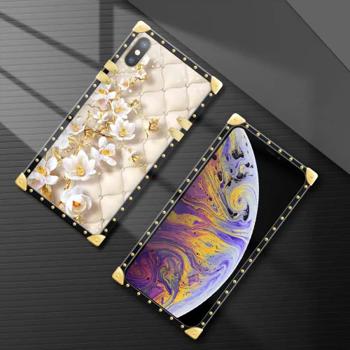 Vista 3 de Funda compatible con iPhone X/Xs, TPU suave de lujo y parte trasera de policarbonato duro para niñas y mujeres, funda protectora a prueba de golpes