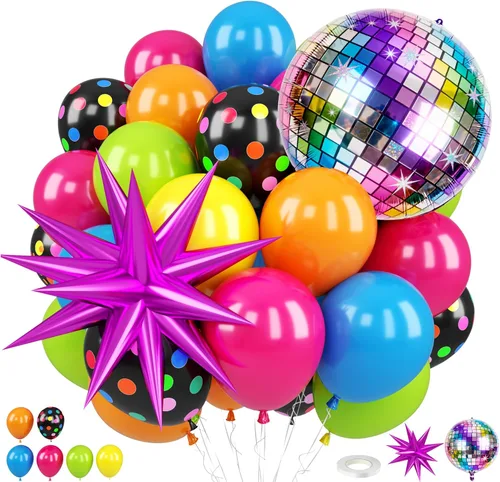 Vista 17 de Globos de Casino, Globos Metálicos Negros Rojos Dorados de 12 Pulgadas con Confeti y Dados de Lámina para Decoración de Fiesta Temática de Juego