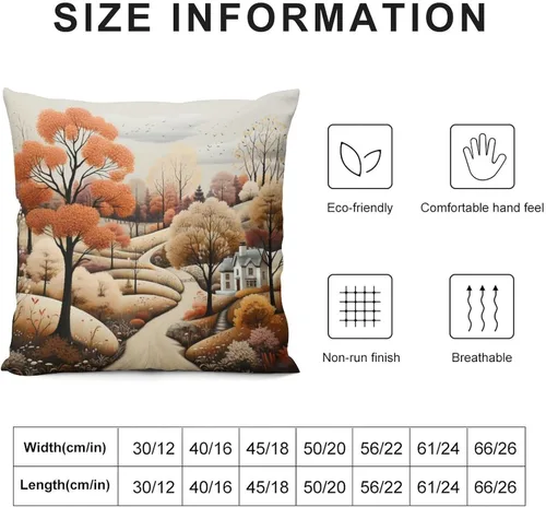 Vista 3 de Funda de almohada de paisaje, campo, otoño, otoño, tamaño estándar, otoño, día de Acción de Gracias, cuadrada, suave, doble cara, impresión, funda