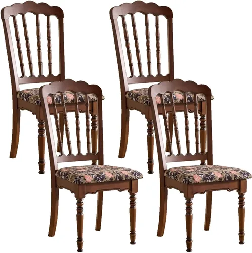Vista 13 de Wooden Dining Chairs Set of 4 Upholstered Kitchen Chair with Slatted Backrest, Classic Armless Dining Chair for Restaurants/Kitchens(Fabric Cushion