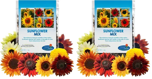 Vista 7 de Mezcla de semillas de flores silvestres de girasol, 1 oz, paquetes de mezcla de semillas de flores silvestres de polinización abierta, sin OMG, sin