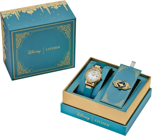 Vista 5 de Citizen Juego de regalo de jazmín de princesa Disney para mujer con pin Eco-Drive Tono dorado y blanco