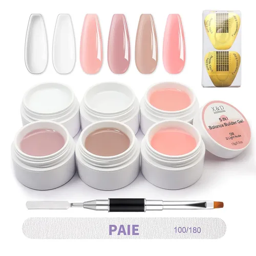 Vista 8 de X&D Kit de uñas de poligel, 3 piezas de gel de uñas de gel natural transparente, kit de gel de uñas de secado rápido, juego de gel de uñas