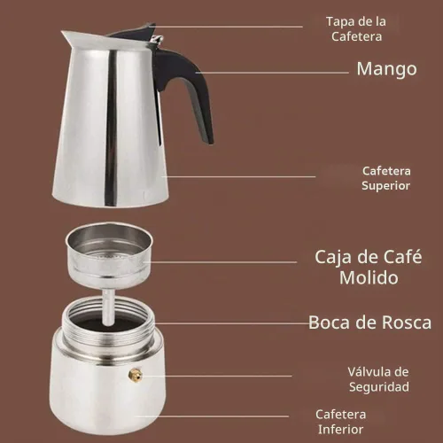 Vista 3 de kkhouse Cafetera de Acero Inoxidable para Café Mocha Espresso Latte, Cafetera Percoladora para Estufa, Cafetera de Percolación, Herramienta