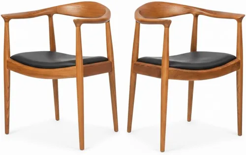 Vista 16 de Sillas de comedor de madera, sillas de comedor modernas de mediados de siglo (negro) Ash Wood Frame, PU Upholstered Seat, Ergonomic Support, Fully