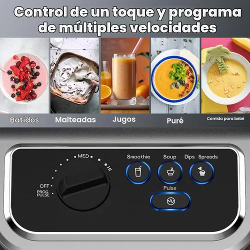 Vista 2 de iCucina Licuadora de 1500 W para cocina con programas de mezcla preestablecidos, licuadora de grado profesional resistente de 64 onzas para batidos