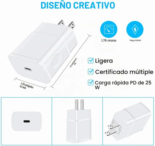 Vista 7 de Cargador rápido estupendo de 25W, cable USB del cargador de C del teléfono