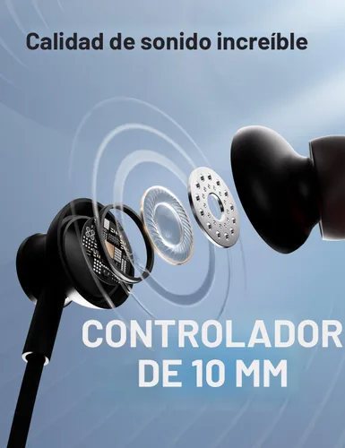 Vista 5 de Auriculares Bluetooth Rythflo, auriculares inalámbricos Bluetooth V5.2 con micrófono intra-auriculares banda magnética para el cuello 30 horas