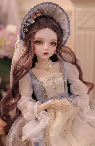 Vista 2 de Muñeca BJD pintada a mano de 1/3,22.8 pulgadas de alto, en estilo pastoral nórdico, muñeca de princesa, cuerpo de PVC con 31 articulaciones móviles
