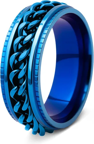 Vista 28 de Anillos giratorios para hombres y mujeres, anillos de ansiedad para hombres, anillos de cadena para adultos, anillos de titanio y acero