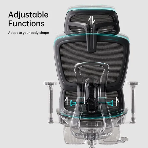 Vista 4 de Hbada Silla de oficina ergonómica con reposabrazos ajustables 3D, soporte lumbar ajustable, respaldo alto para silla de computadora, silla