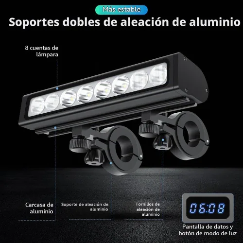 Vista 8 de Luces de bicicleta, luz de bicicleta de 4800 lúmenes con 4 modos, 14000 mAh USB-C recargable luz de bicicleta para bicicleta para conducción