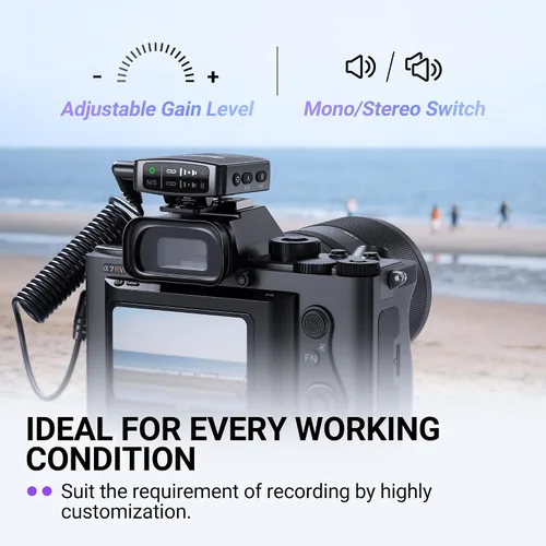 Vista 6 de FIFINE Micrófono Lavalier Inalámbrico para iPhone/Android/Cámara, Sistema de Micrófono de Solapa Inalámbrico de 2 Unidades para Grabación de Vlog