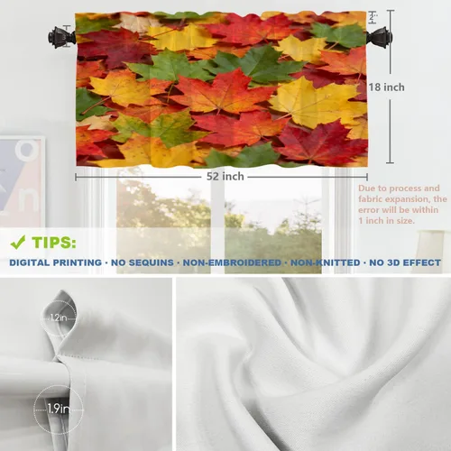 Vista 141 de Shrahala Orange Autumn Autumn Blackout Curtain Tiers, Fall Kitchen Valance Light Blocking Tier Drapes with Rod Pocket, 2 Pack 26 X 24 in