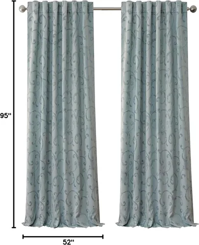 Vista 45 de Elrene Home Fashions Cenefa Opaca Jacquard Scroll Mia, 52" x 19" (1 Cenefa), Dorado