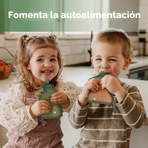 Vista 3 de haakaa Yummy Pouch - Bolsa reutilizable para alimentos para bebés, 4 onzas Verde