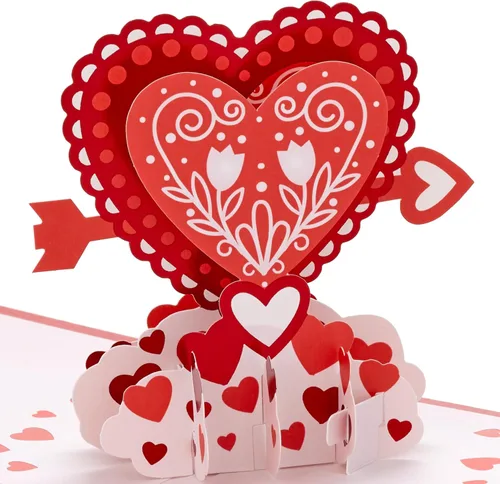 Vista 5 de Hallmark Surtido de tarjetas emergentes para el día de San Valentín (4 tarjetas con sobres) Tarjetas 3D de papel de la firma