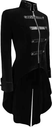 Vista 3 de Chaqueta medieval steampunk para mujer, disfraz victoriano de vampiro pirata