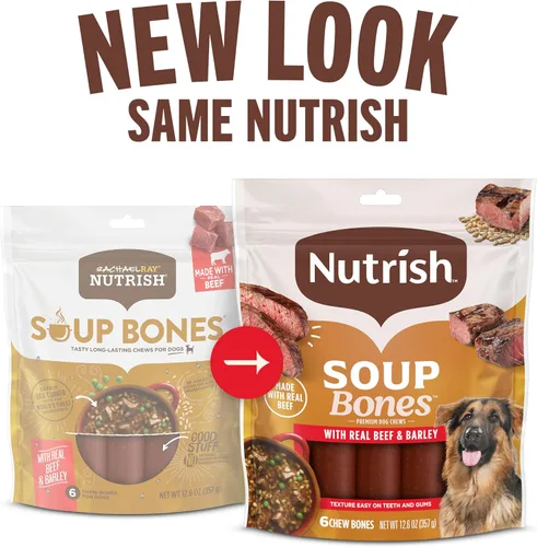 Vista 3 de Rachael Ray Nutrish - Tiras masticables para perros con sabor a sopa de huesos de mayor duración Rawhide-Free, Contains No Artificial Flavors or
