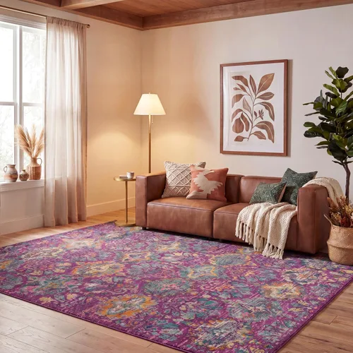 Vista 13 de SAFAVIEH Madison Collection - Alfombra decorativa de 2 pies 3 pulgadas x 3 pies 11 pulgadas, color azul y naranja, diseño de damasco bohemio,