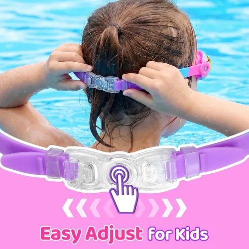 Vista 7 de Vvinca Swimming Goggles for Kids 3-15 years-2 Pack, Kids Goggles Anti-Fog/UV No Leaking Swim Goggles for Kids