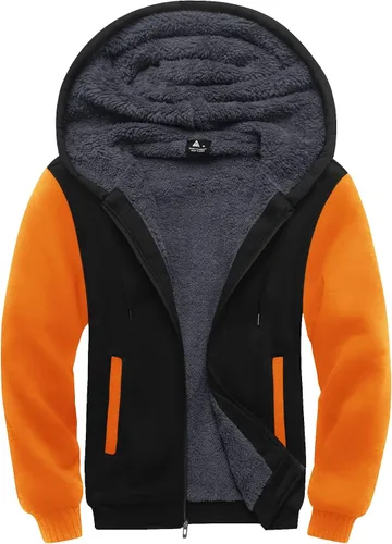 Vista 68 de SCODI Sudaderas con capucha para hombre, forro polar pesado, cremallera completa, forro de sherpa grueso, chaqueta con capucha