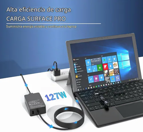 Vista 6 de Cargador Surface Book de 127 W compatible con Microsoft Surface Book 3 2 1, Surface Pro 10 9, 8, 7+, 7, 6, 5, 4, 3, X, Windows Surface Laptop/Go