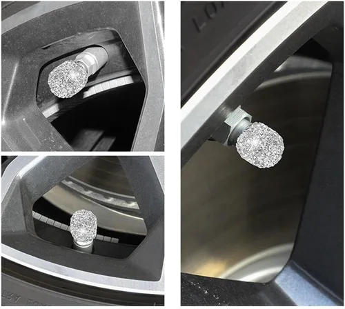 Vista 7 de 4 tapas de vástago de válvula de cristal con diamantes de imitación, accesorios exteriores de automóvil, cubiertas herméticas para vástagos