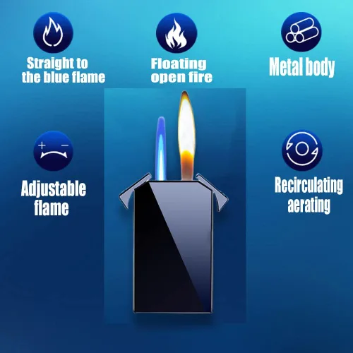 Vista 3 de Cool Jet - Encendedor de doble llama, bonito estético, recargable y ajustable, regalos únicos para hombres, velas de chimenea, camping, barbacoa