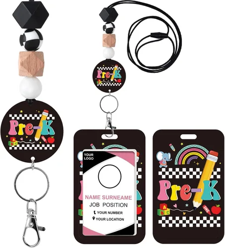 Vista 31 de Cordones para Profesores para Tarjetas de Identificación - Llavero Bohemio de Silicona con Cuentas Separables, Accesorios para Mujeres, Lindo