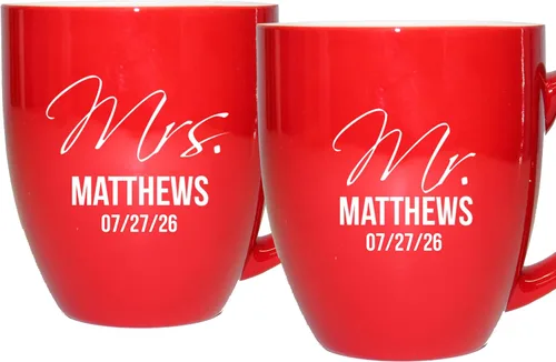 Vista 7 de My Personal Memories Juego de 2 tazas personalizadas de café con leche de 16 onzas para parejas, regalo personalizado para novia, novio suyo, ella