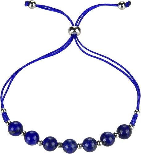 Vista 2 de Cherry Tree Collection - Pulsera de chakra con gemas naturales, cordón de nailon de tamaño ajustable, cuentas de 6 mm, espaciadores plateados, de 13
